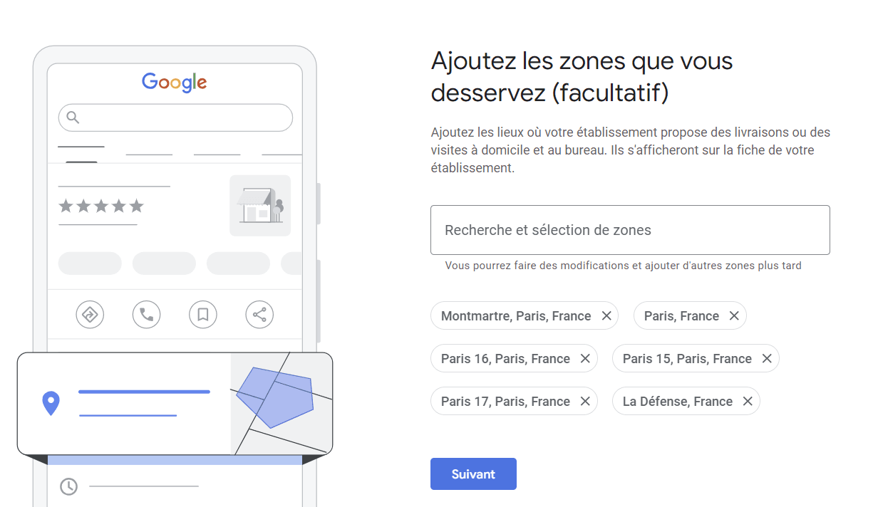 Définir la zone de service