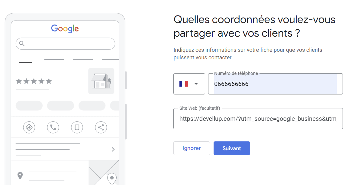 Ajouter les coordonnées