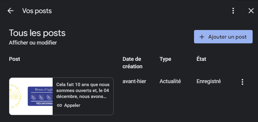 Exemple de Google Post